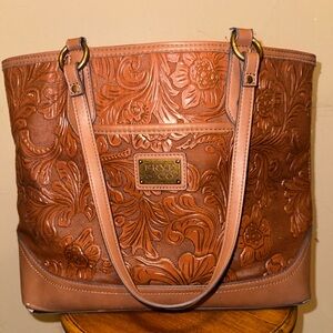 FRYE AND CO. Brown Embossed Tote Bag
